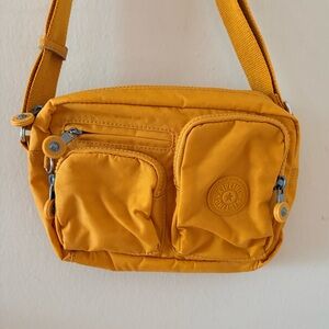 Kipling Small Ochre Yellow Crossbody Bag with Adjustable Strap